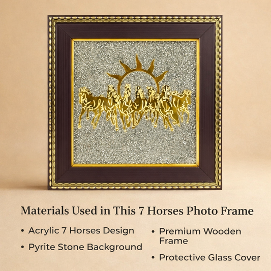 Mantra Abhimantrit 7 Horses Ashirbad Raw Pyrite Frame