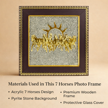 Mantra Abhimantrit 7 Horses Ashirbad Raw Pyrite Frame