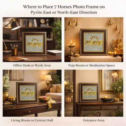 Mantra Abhimantrit 7 Horses Ashirbad Raw Pyrite Frame
