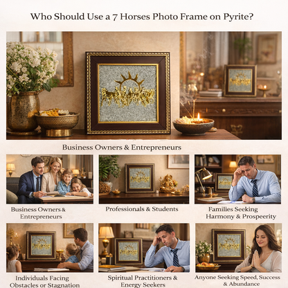 Mantra Abhimantrit 7 Horses Ashirbad Raw Pyrite Frame