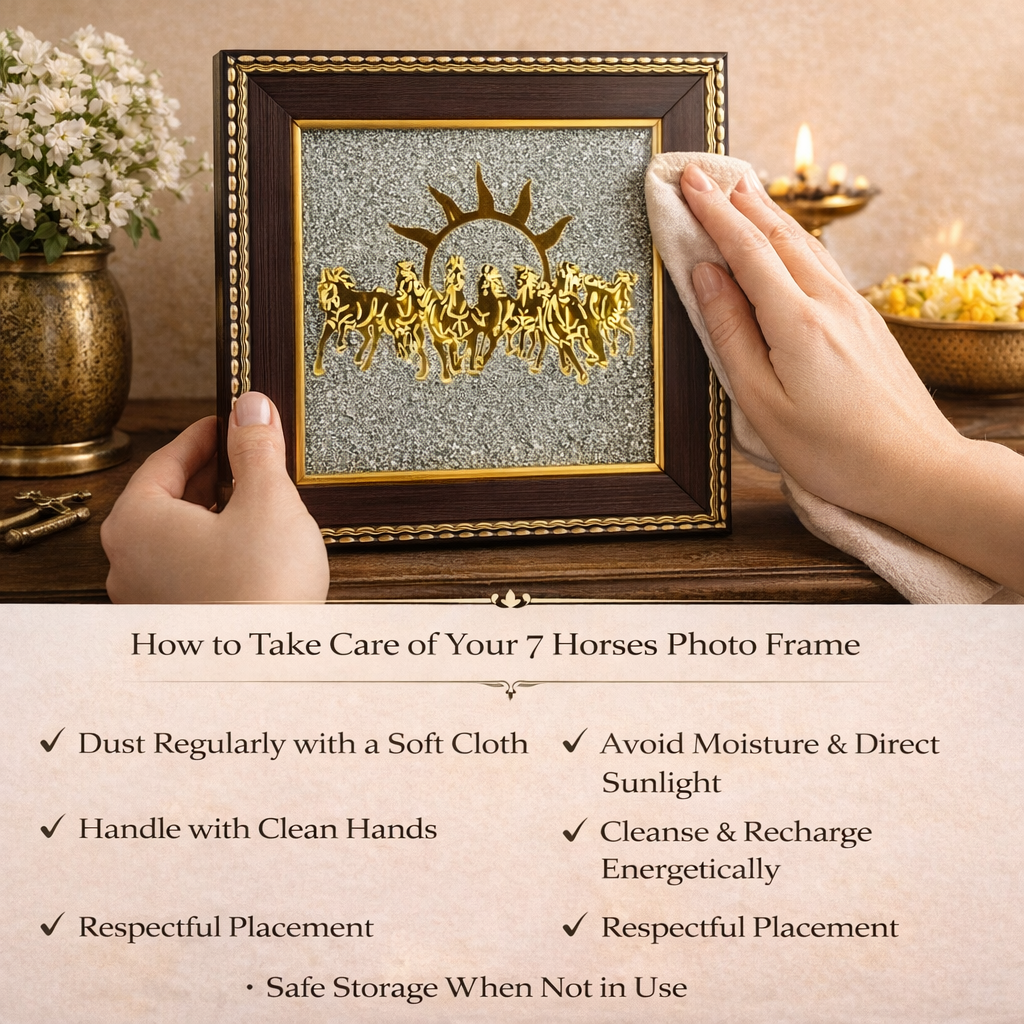 Mantra Abhimantrit 7 Horses Ashirbad Raw Pyrite Frame